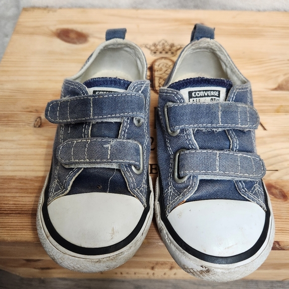 SOLD 🌟 Converse Toddler Blue Denim Double Strap Low Top Unisex Sneakers Size 8 - Picture 7 of 11